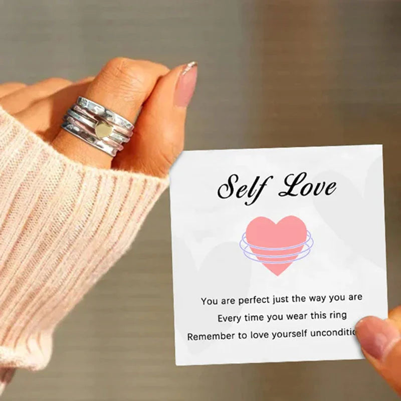 Unique Gift Self Love Spinner Heart Ring