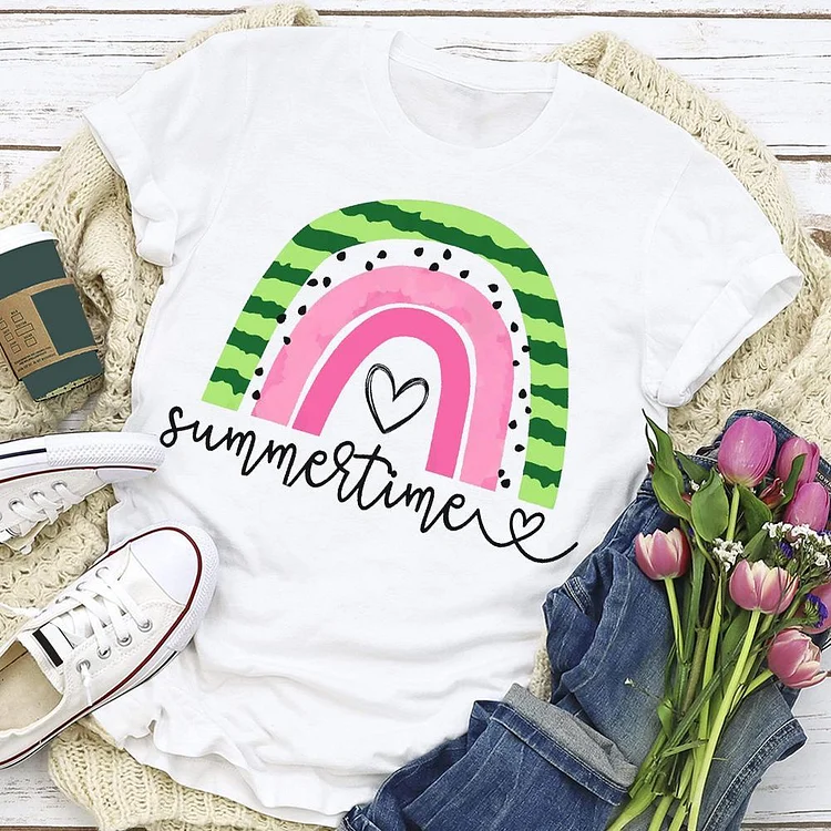 Watermelon rainbow summer life T-shirt Tee - 01718