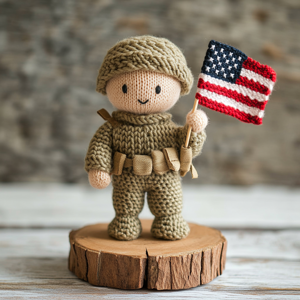 Handmade Knit Patriot Troops (8 Pcs）