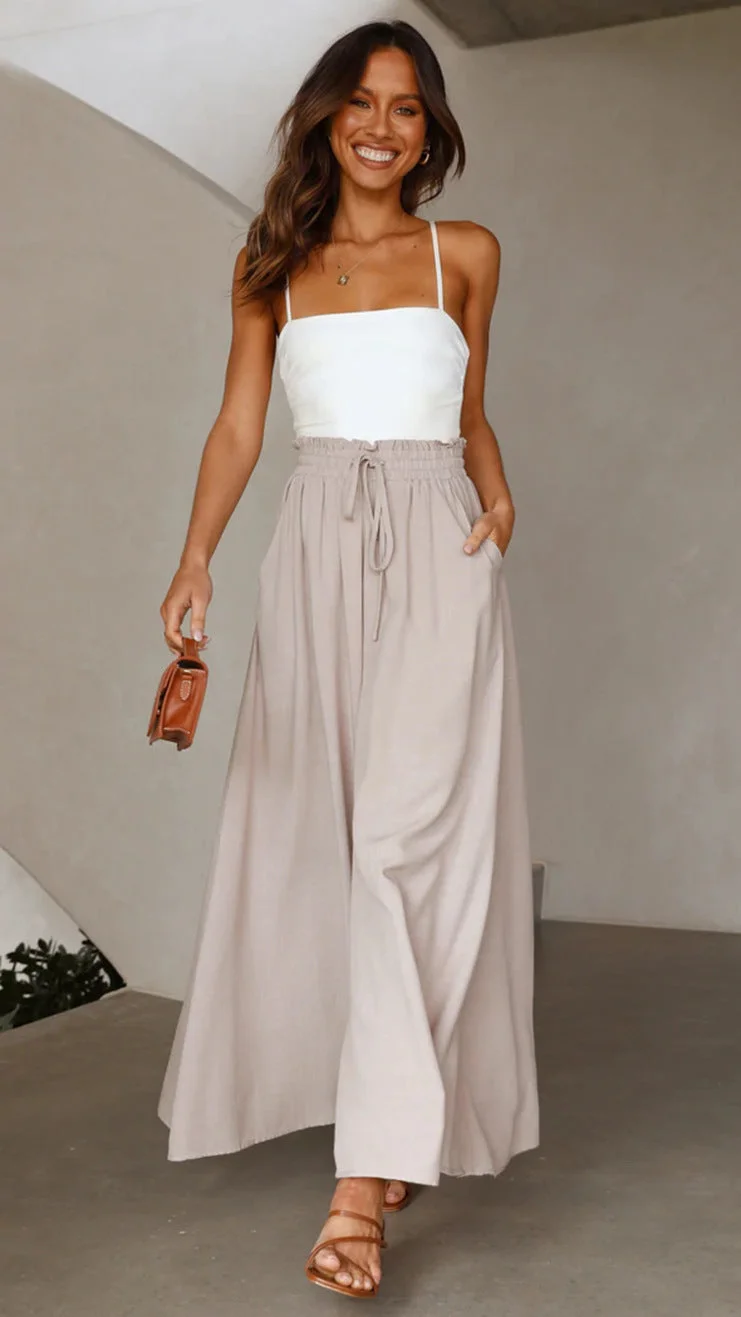 Brownm High Waist Wide Leg Loose Fashionable Women's Trousers