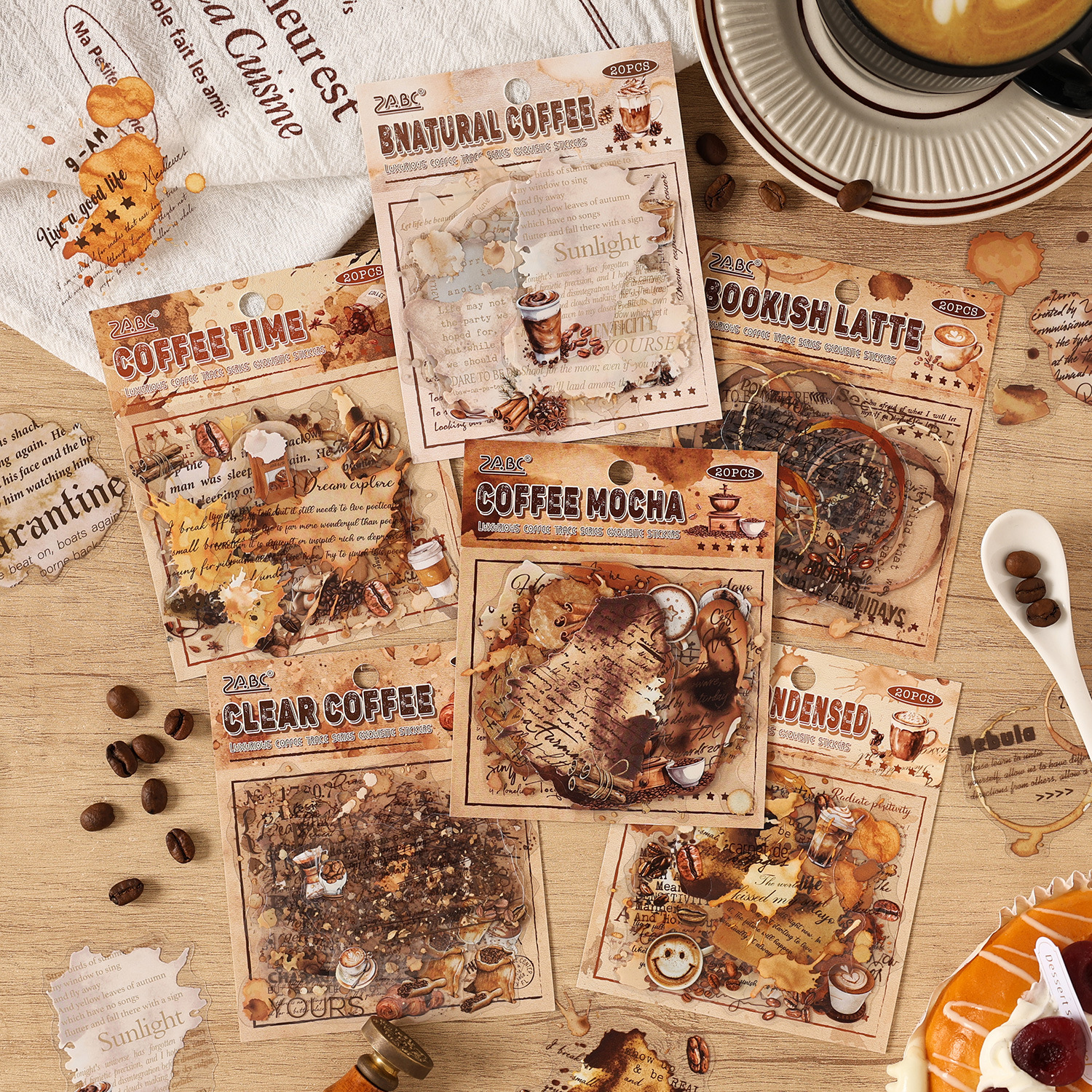 PET 스티커 - 진한 커피 향 시리즈 빈티지 커피 얼룩