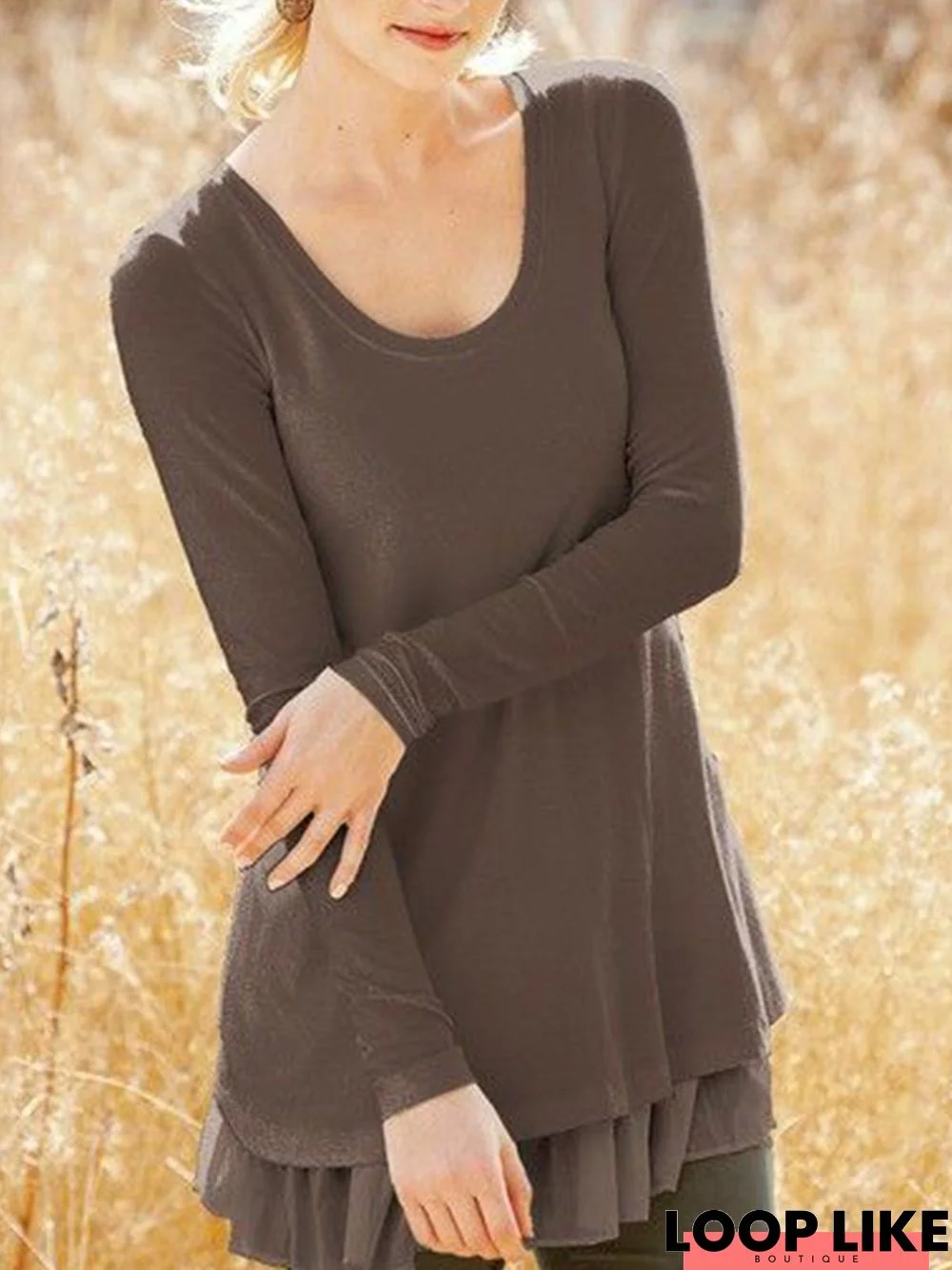 Casual Loose Crew Neck Tunic T-Shirt