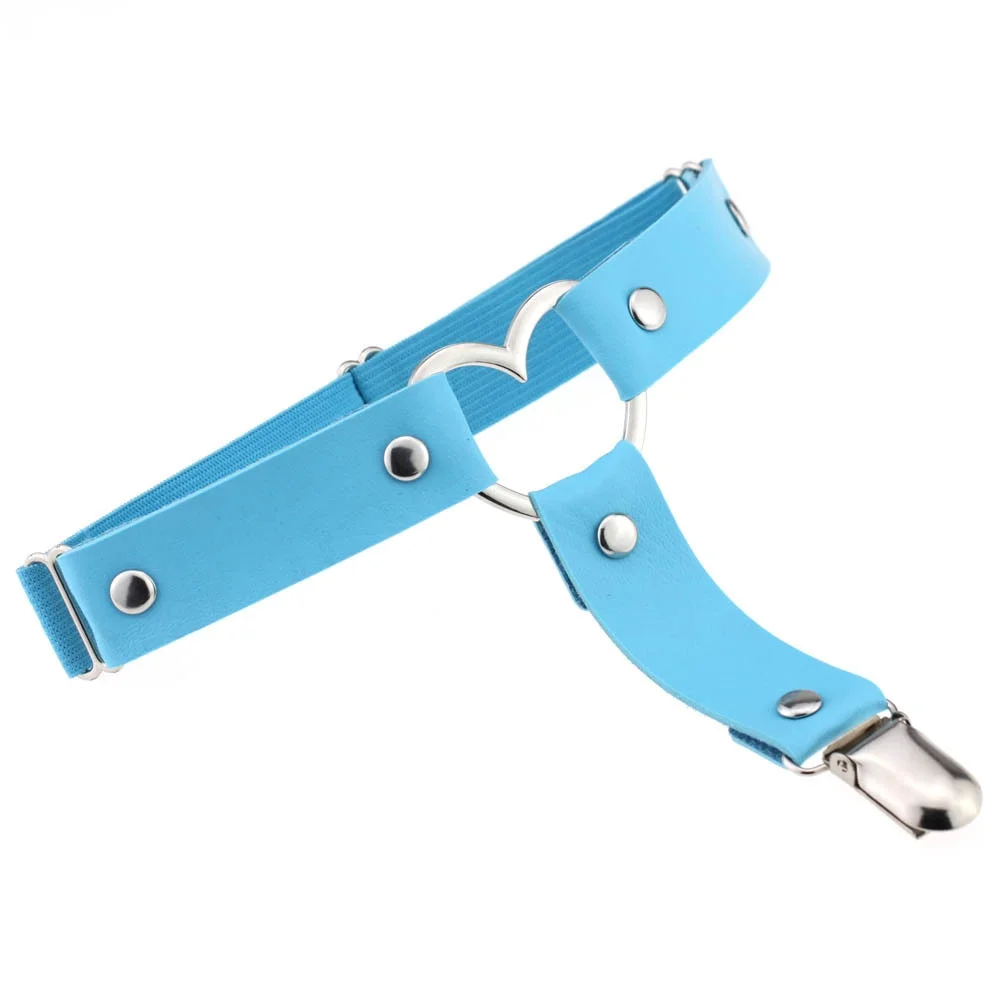 1pcs Women Sexy Punk Goth Heart PU Leather Elastic Garter Leg Thigh Ring Clothing Accessory Leg Suspender Sexy Stockings Garters