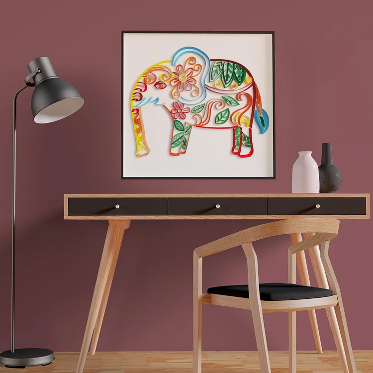 Paper Filigree Painting Kit -Flower Elephant
