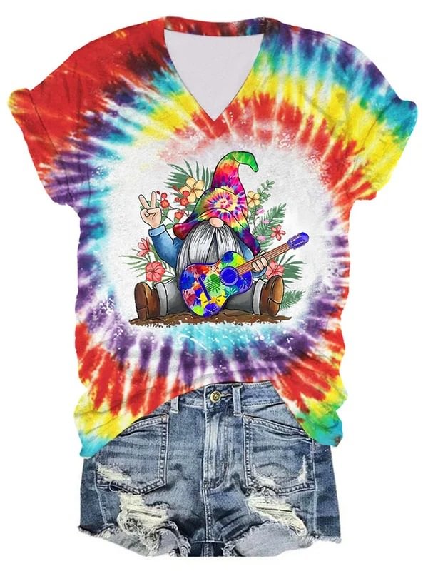 Trendy Tie-Dye Print Short-Sleeved T-Shirt