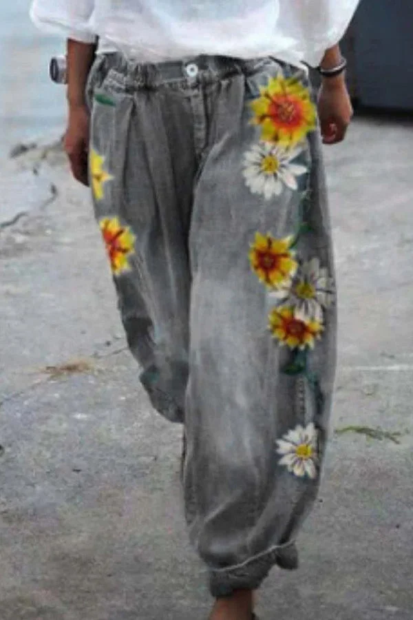 Bohemian Floral Printed Oversized Harem Pants
