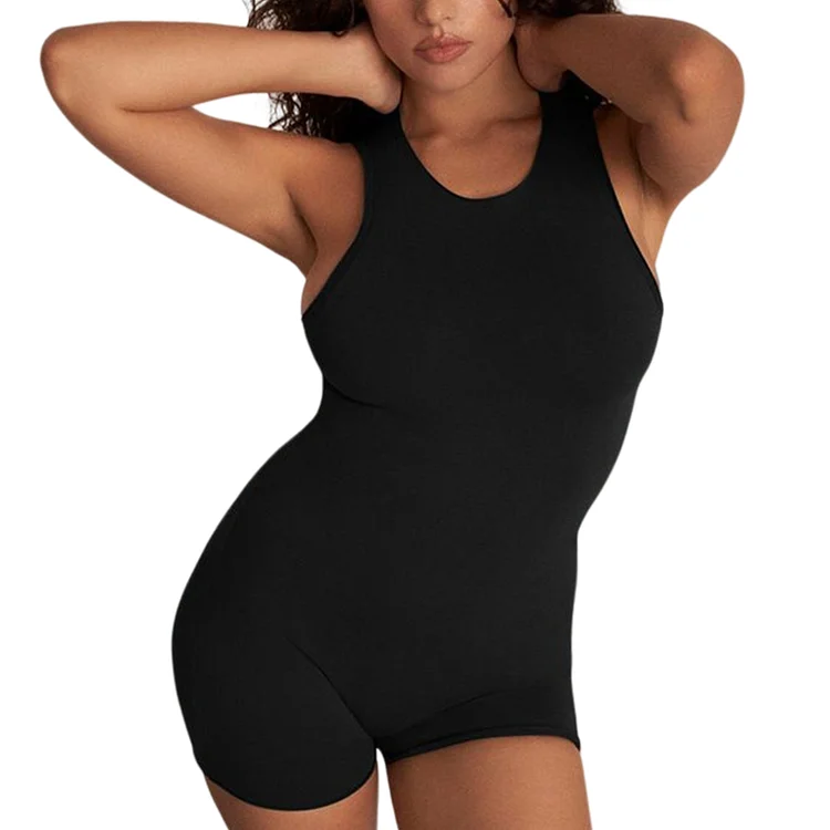 Summer Short Romper Fashion Backless Skinny Sleeveless Jumpsuits Female Clothing-Annaletters