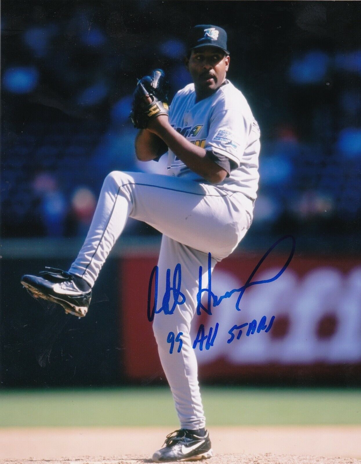 ROBERTO HERNANDEZ TAMPA RAYS 1999 ALL STAR ACTION SIGNED 8x10