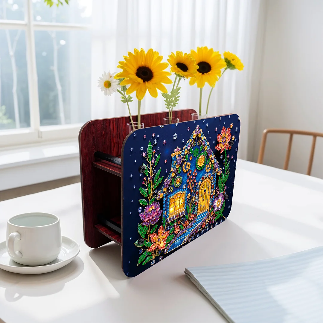 Gem House DIY Diamond Painting Wooden Tube Vase for Adults Gift Idea Home Decor