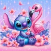 Stitch And The Flamingos-11CT Stamped Cross Stitch 40*40cm/15.75*15.75in
