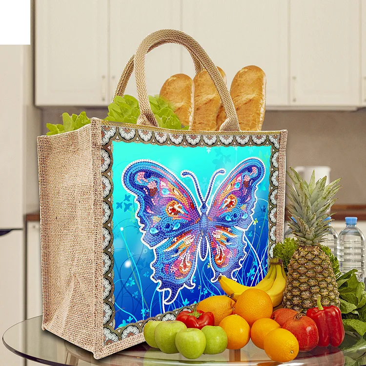 Flowers and Bird Linen Reusable Diamond Painting Tote Bag for Women Adults  Craft