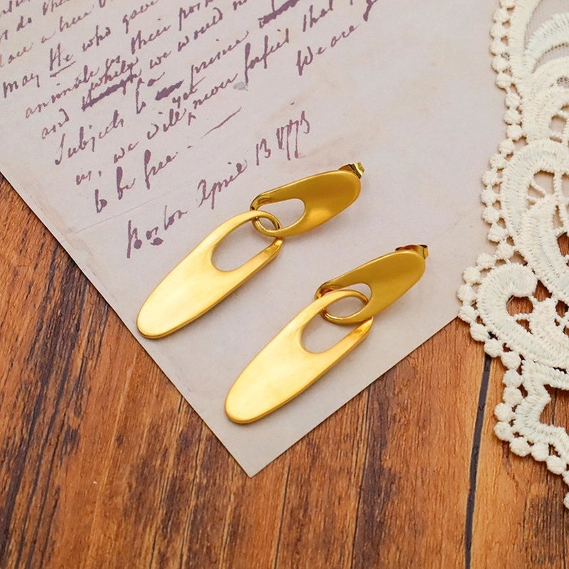 1 Pair Classic Style Irregular Titanium Steel Drop Earrings