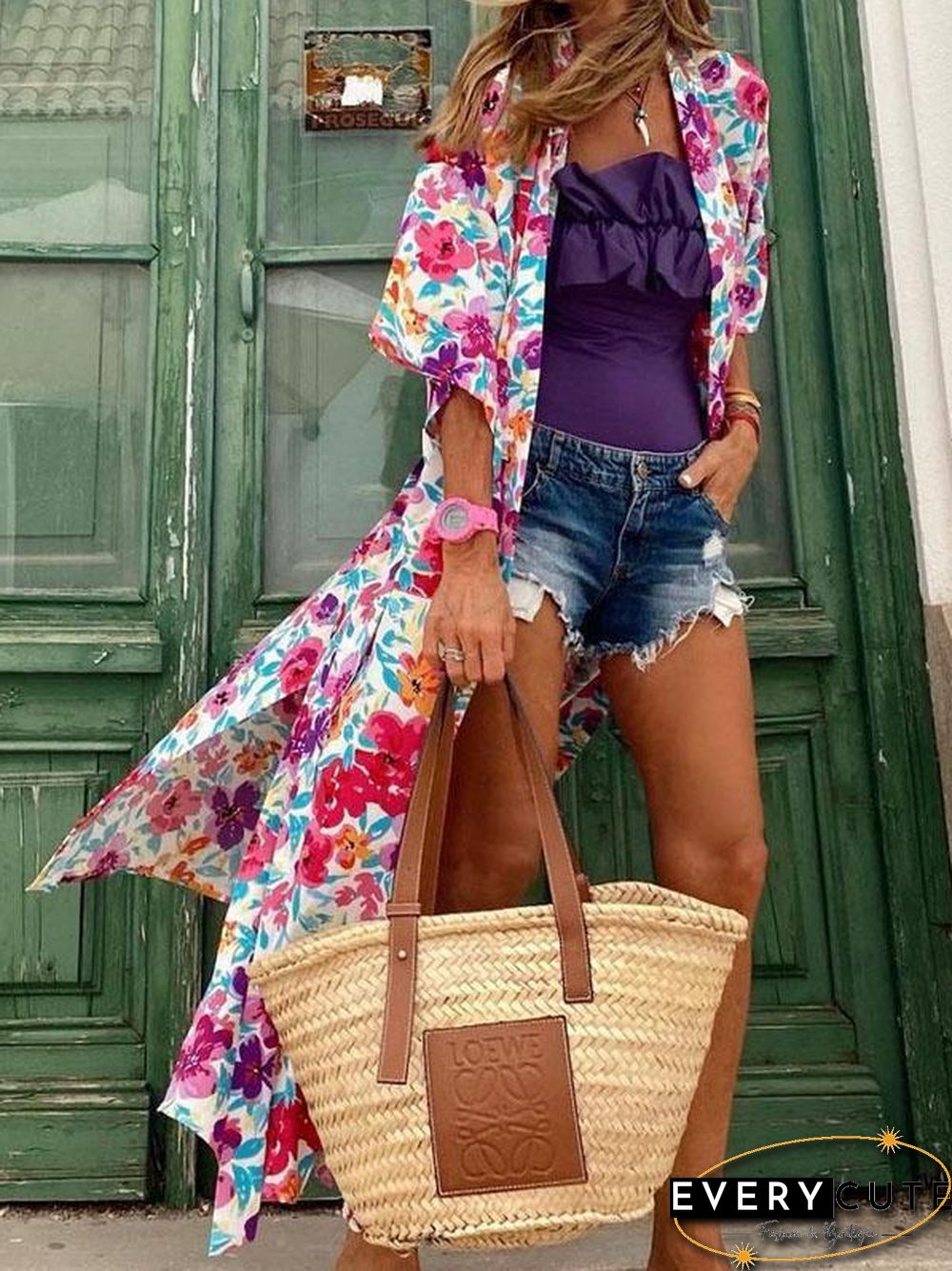 Women Floral Printed Long Outerwear