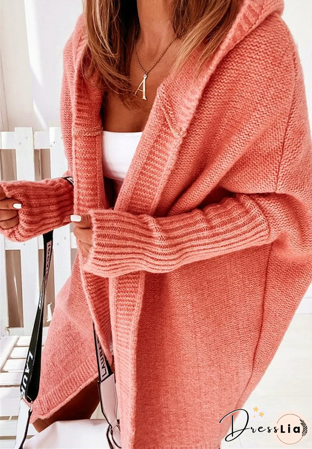 Hooded Bat-shaped Soft Loose Back Stitching Sweater