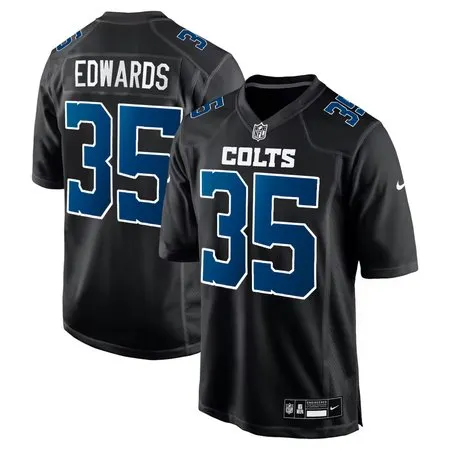 Men's Indianapolis Colts #35 Johnathan Edwards  Carbon Black Fashion Game Jersey