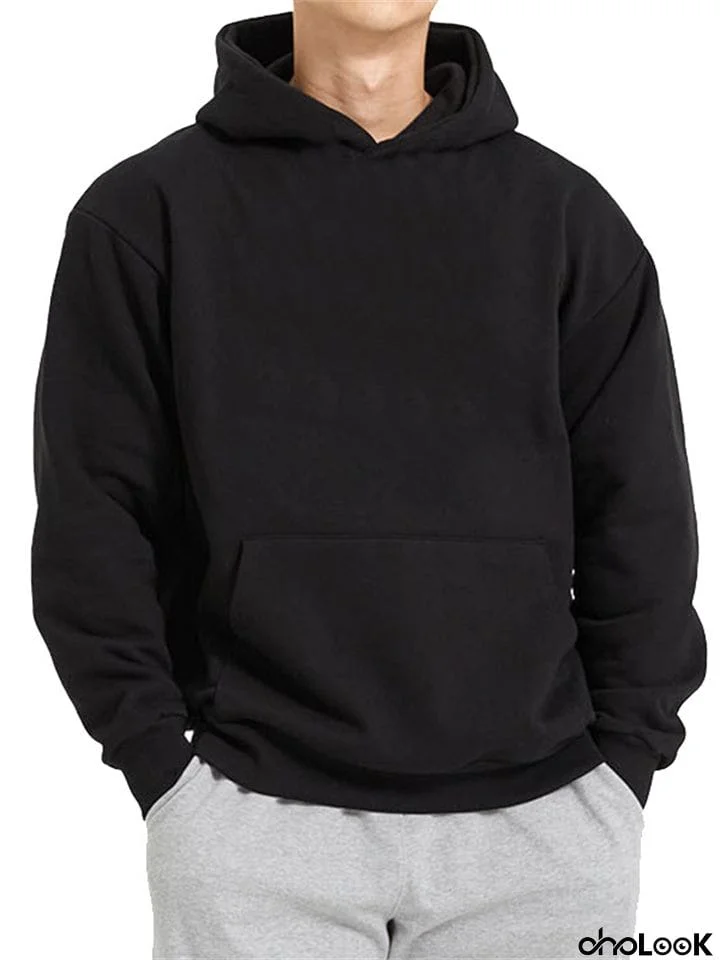 Trendy Sports Large Pockets All Match Black Hoodie Mens