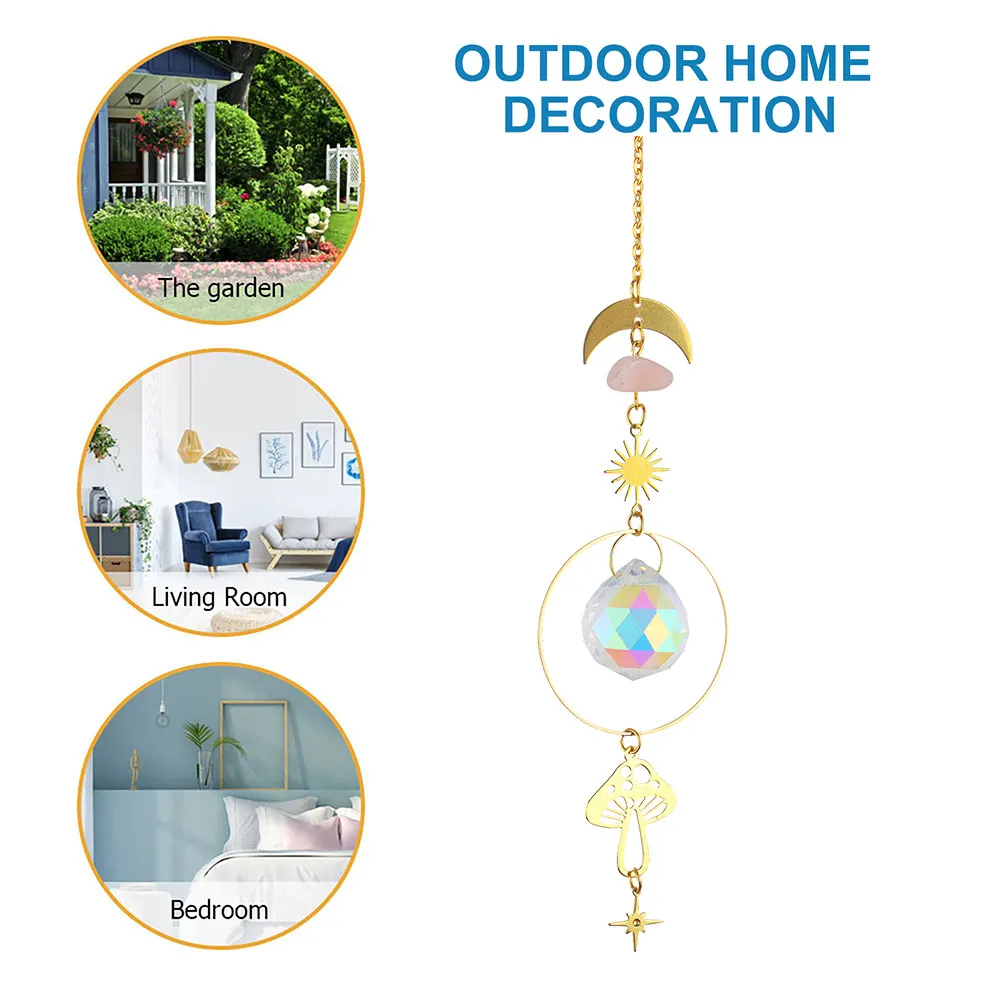 Crystal Wind Chime Prism Catchers Ornament Home Garden Decor (Mushroom)