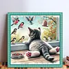 Cat And Bird By Window-11CT Stamped Cross Stitch 40*40cm/15.75*15.75in tapestrymarket