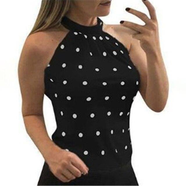 Sexy Off Shoulder Hollow Out Polka Dot T Shirt Tops Woman Summer Sleeveless Print  T Shirts White 5xl Plus Size Women Clothing - Shop Trendy Women's Fashion | TeeYours
