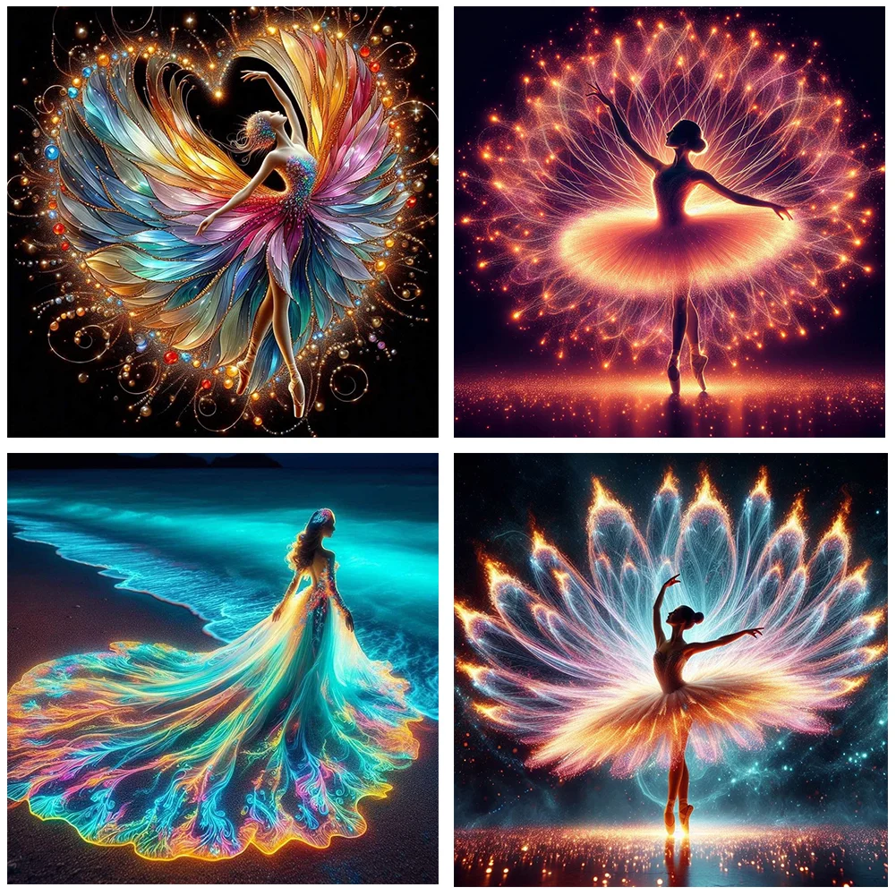 4pcs/Set Diamond Painting - Full Round Drill - Dancing Girl(Canvas|30*30cm)
