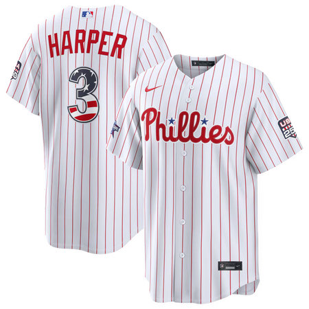 Men's Philadelphia Phillies #3 Bryce Harper Nike White 2026 All-Star Edition Stars & Stripes Stadium Jersey