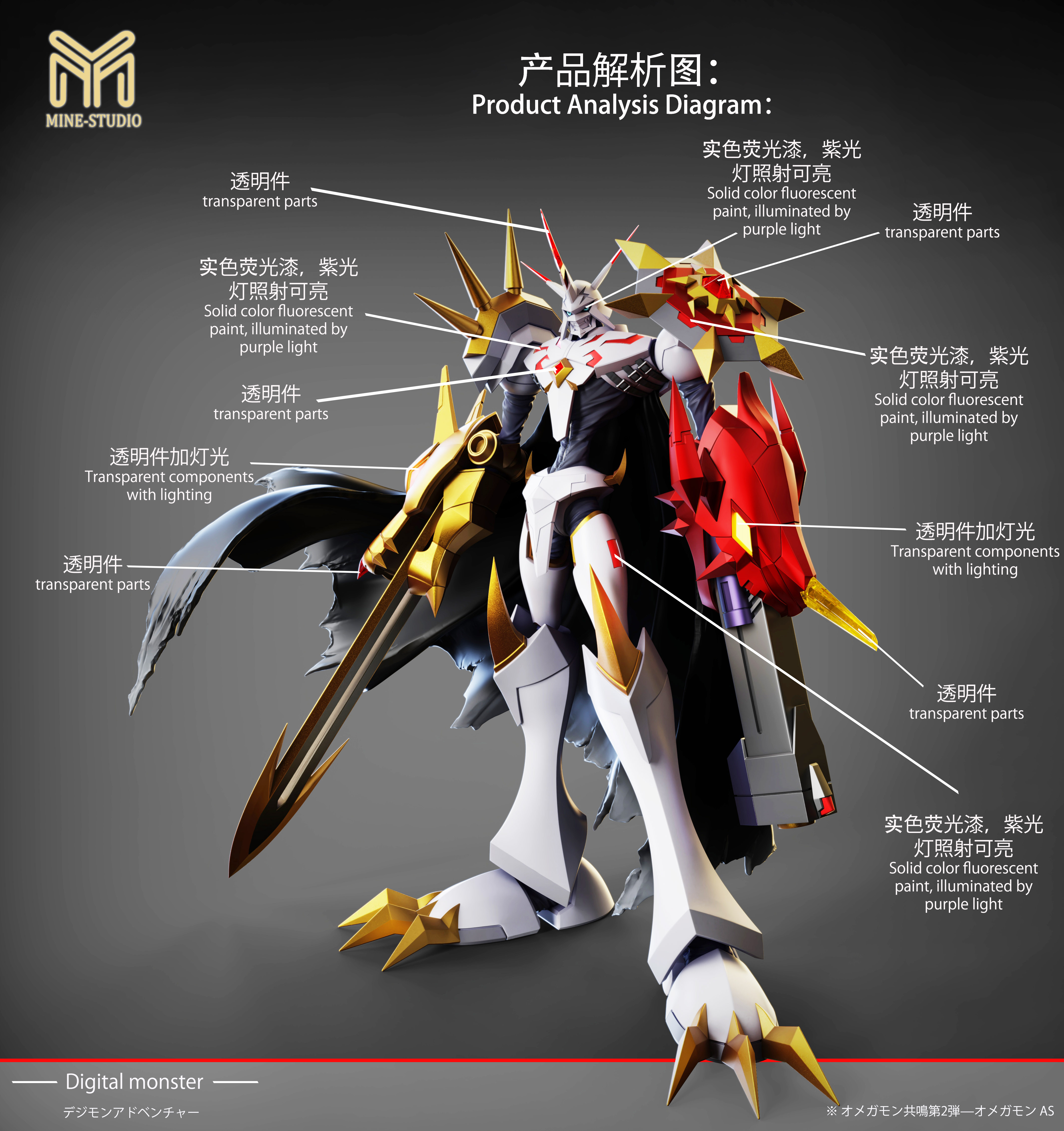 Mine STUDIO - Digimon - Omegamon Alter-S with LED Small & Plus Scale Statue (GK)-