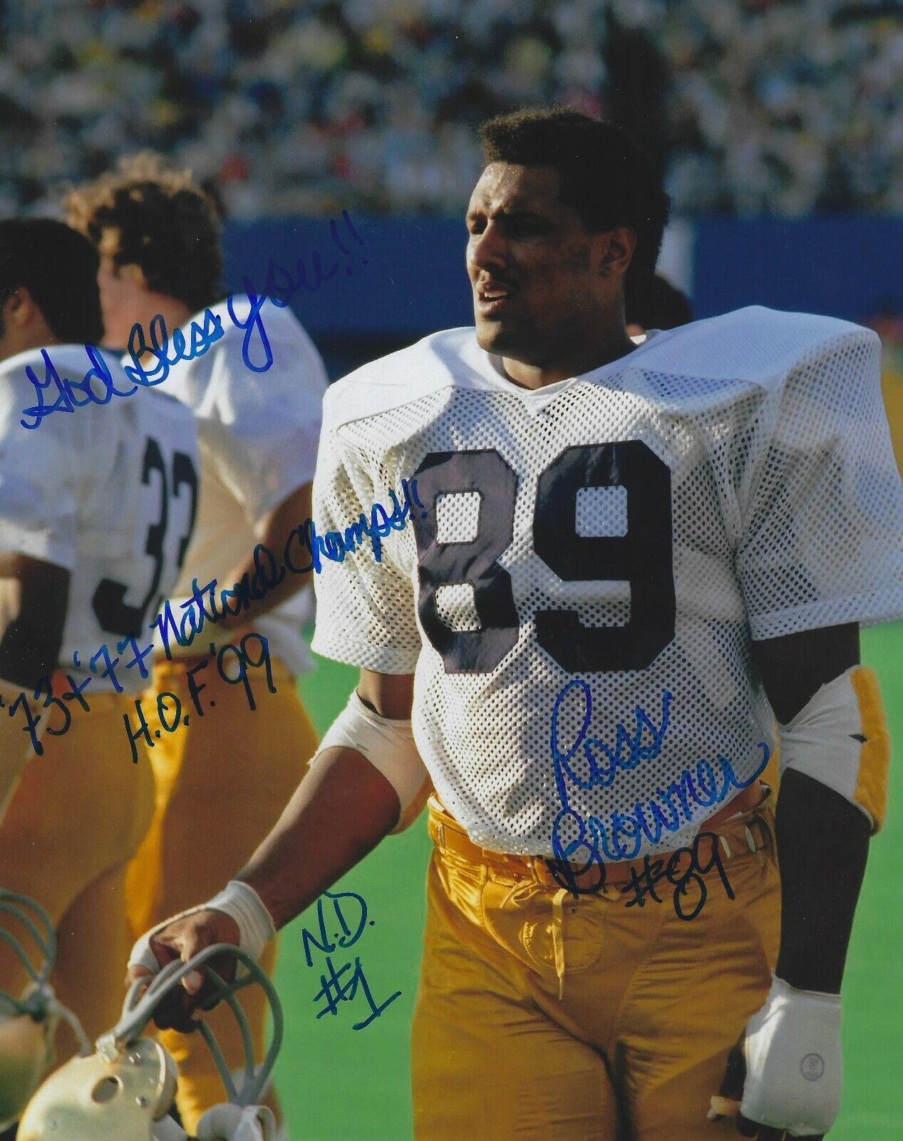 Autographed ROSS BROWNER University of Notre Dame 8x10 Photo Poster painting w/COA