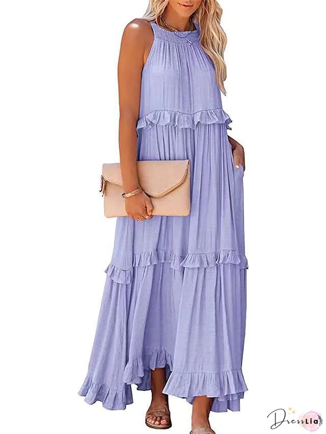 Elagant Big Swing Party Suspenders Dress