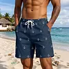 Men's Anchor-Print Drawstring Casual Vacation Shorts by Inlyline