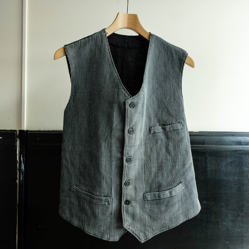 Men's Vintage Striped Slim Fit Vest