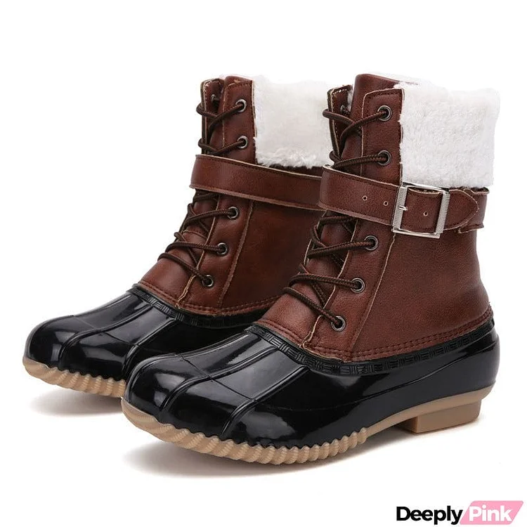 Women's Outdoor Waterproof Soft Rubber Keep Warm Plush Duck Boots