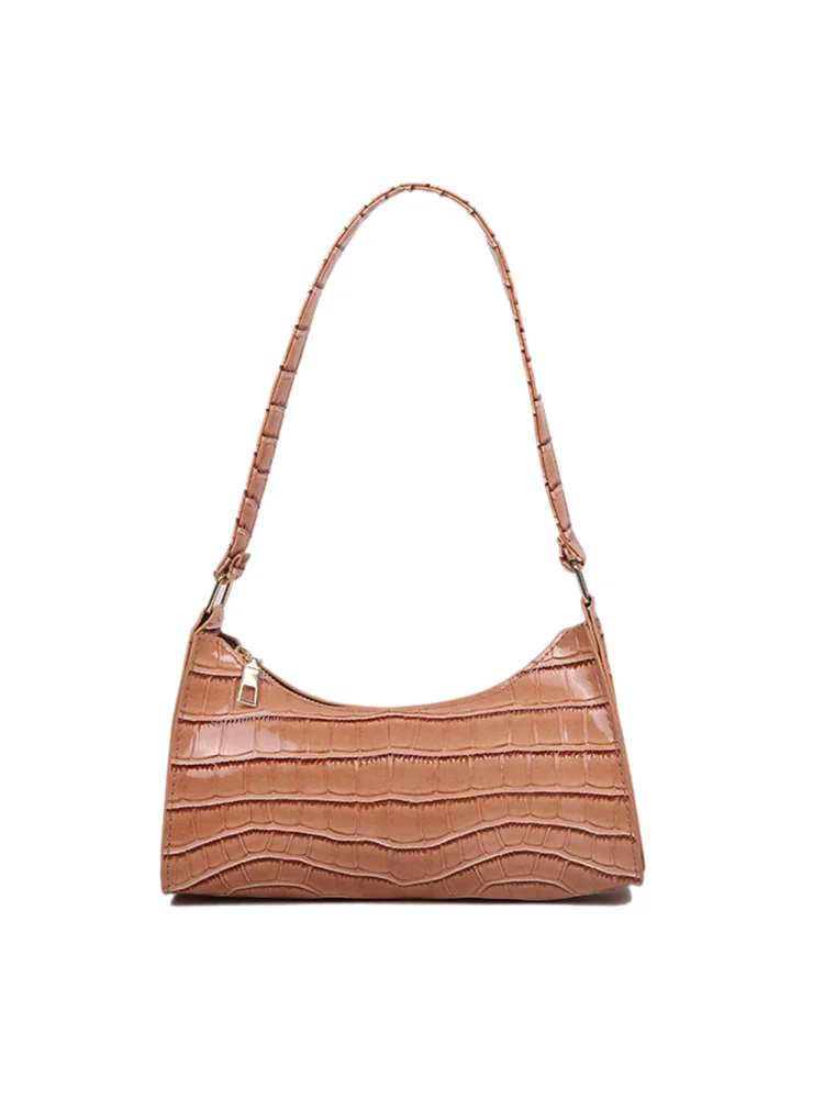 PU Shoulder Totes Casual Zipper for Daily Shopping Leisure Travel (Camel)
