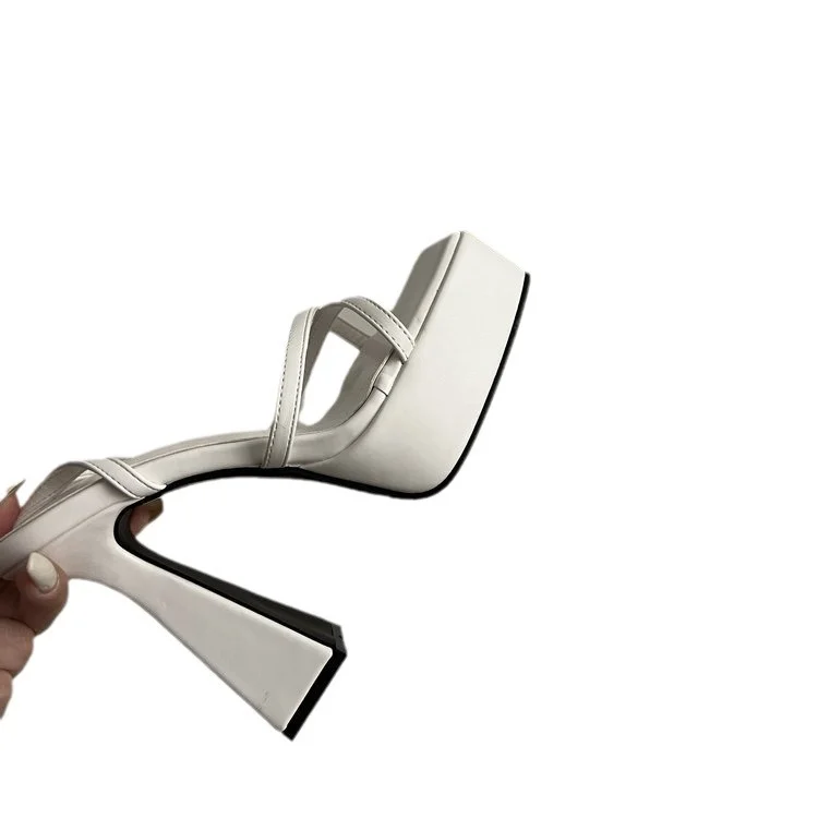 Yyvonne Summer New Waterproof Table Cross-Belt Behind The Empty Word With Exposed Toe Thick Women's Thick Heel Sandals