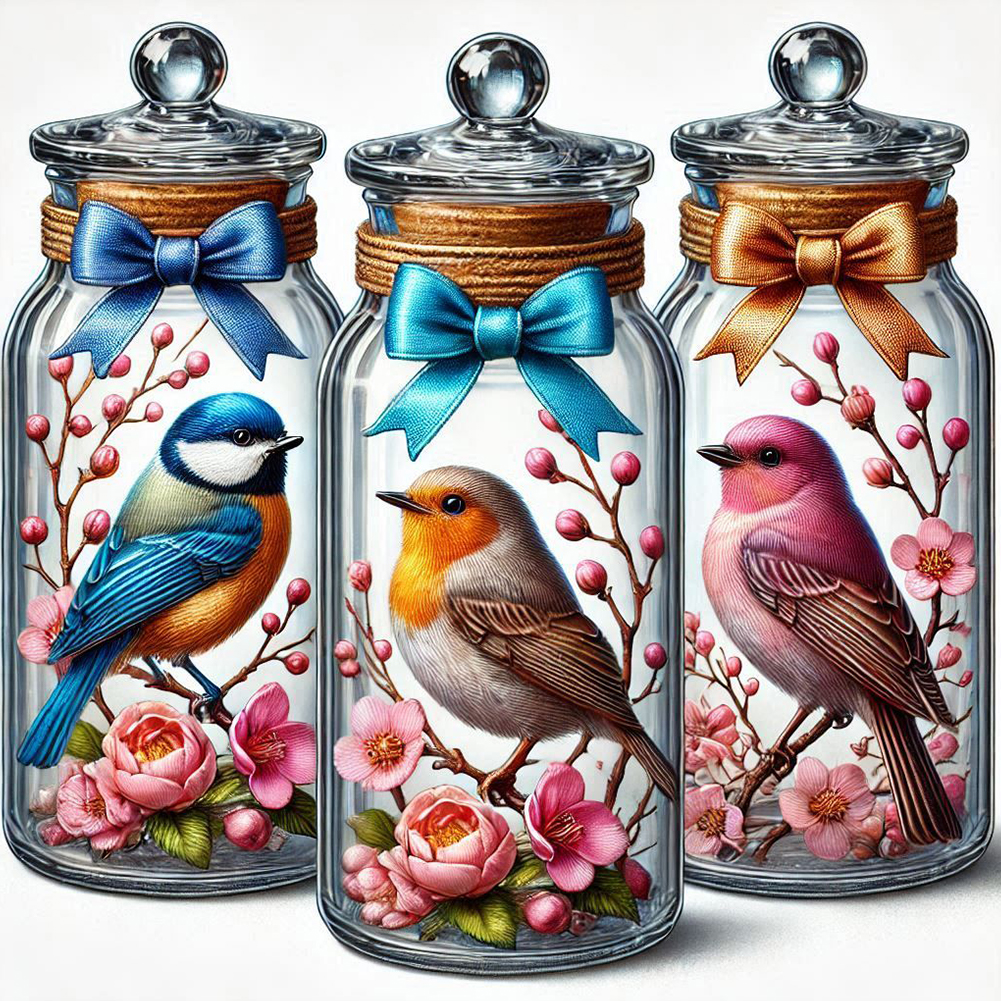 Birds In Bottle 40*40cm(canvas) full round drill diamond painting