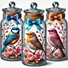 Oiseau en bouteille-perceuse ronde peinture diamant-40*40cm