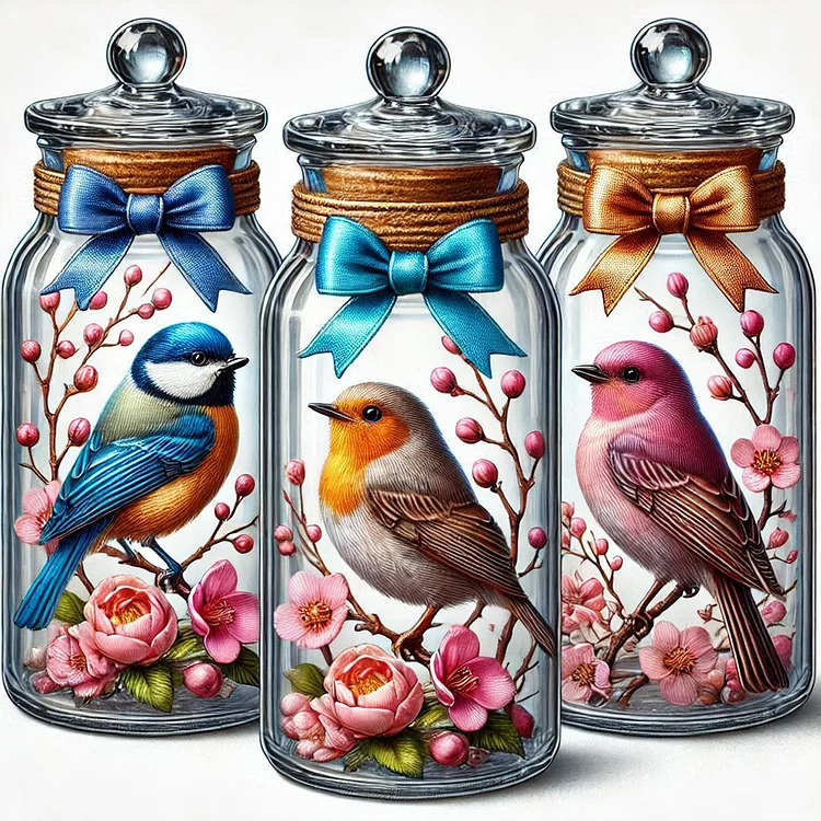 Bottle Bird 40*40CM (Canvas) Full Round Drill Diamond Painting gbfke
