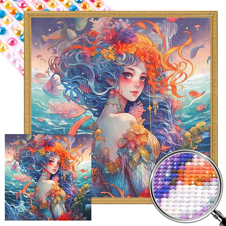 Mermaid Girl 40*40CM (Canvas) AB Round Drill Diamond Painting gbfke