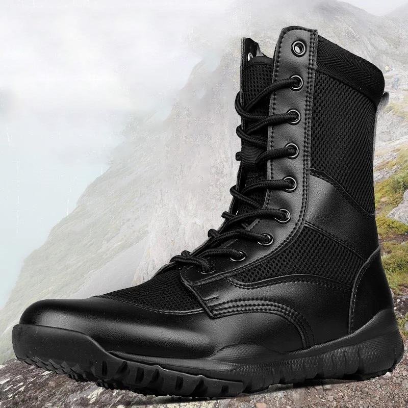 Fashion Men Military Boots Waterproof Breathable Leather Tactical Boots