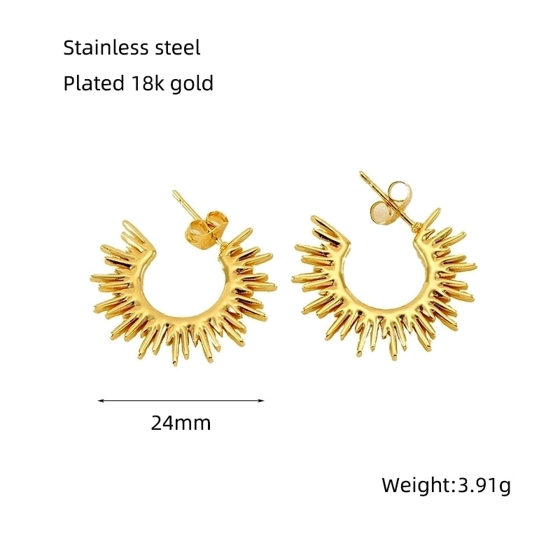 1 Pair Elegant Solid Color Plating Stainless Steel Titanium Steel 18K Gold Plated Ear Studs