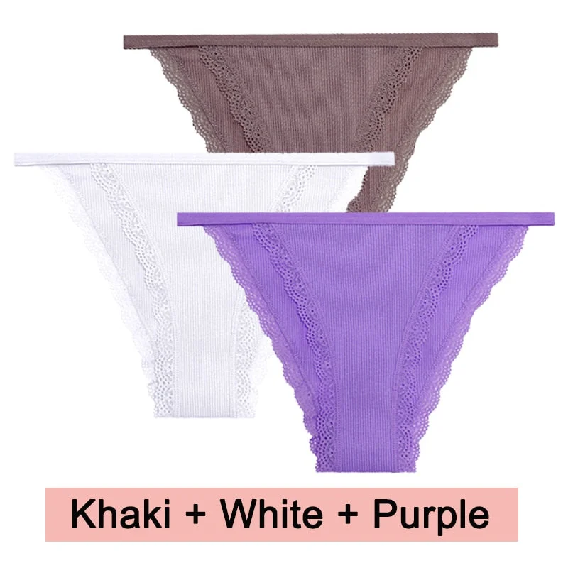 3PCS/Set Lace Women Panties Cotton Underwear Female Lingerie Sexy Panties for Female Intimates Finetoo Ladies Lace Pantys S-XL