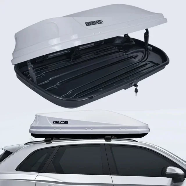 Large Hard Shell Carriers Rooftop Cargo Box with Key Lock 62 (L) x 31 (W) x 15(H) 15 Cubic Feet, Waterproof Heavy Duty Universal Roof Rack Tool-Free Install, White