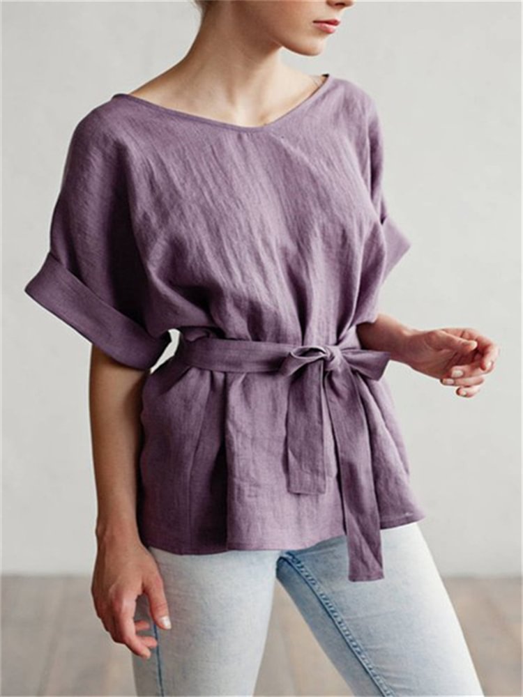 Rolled Sleeve Tied Loose Fit Tunic
