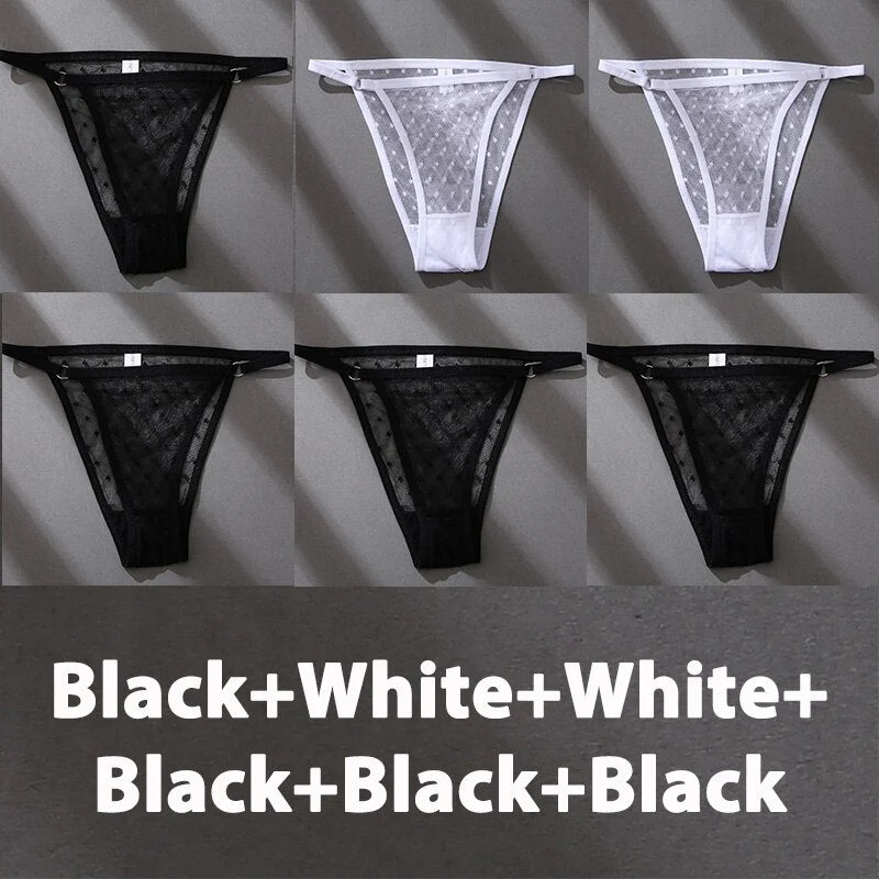 6PCS/Set Finetoo Panties Women's Perspective Panties Sexy Underwear Lace Panties Female Lingerie Briefs Intimate Plus Size M-XXL