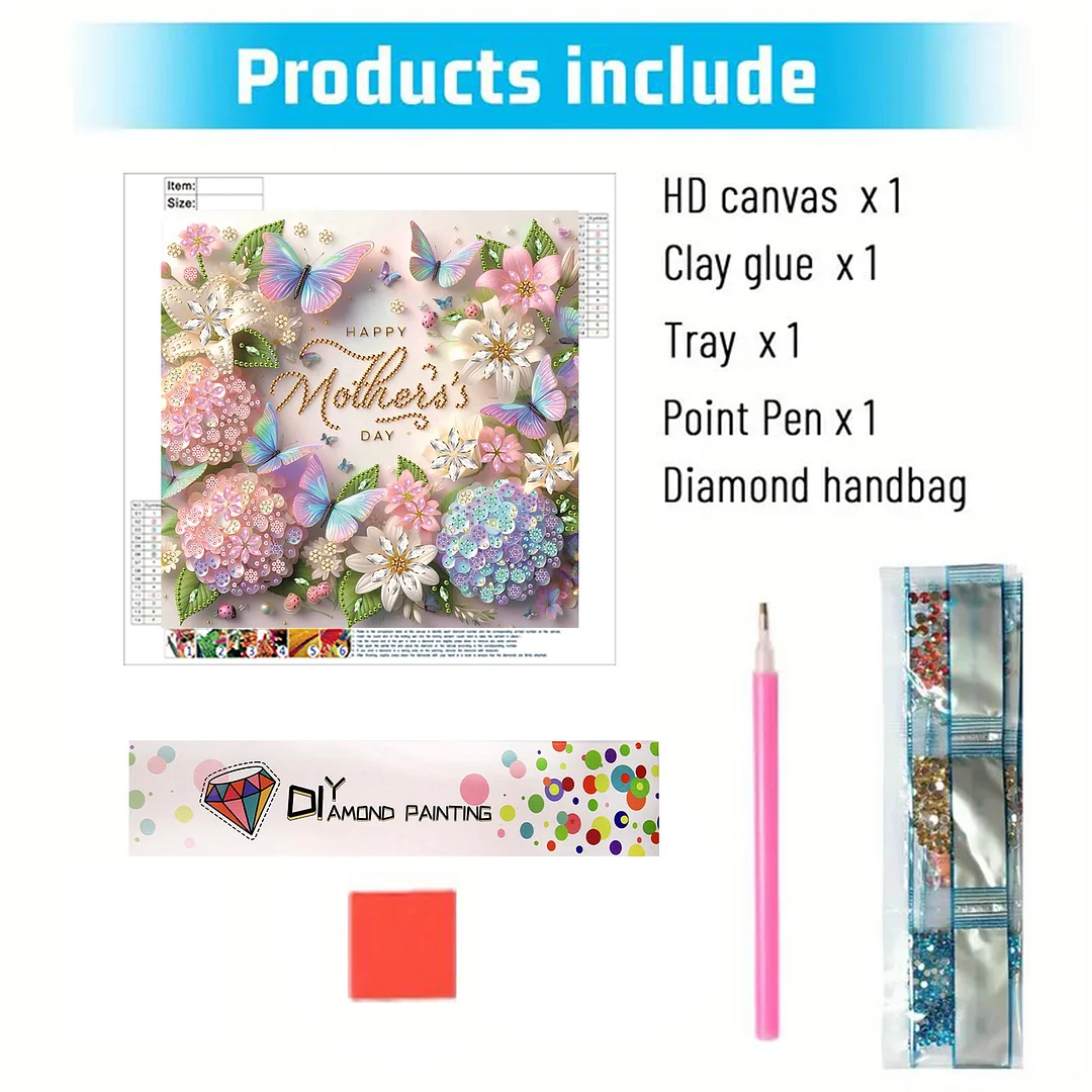 Diamond Painting - Partial Special Shaped Drill - Butterfly Mothers Day(Canvas|30x30cm)