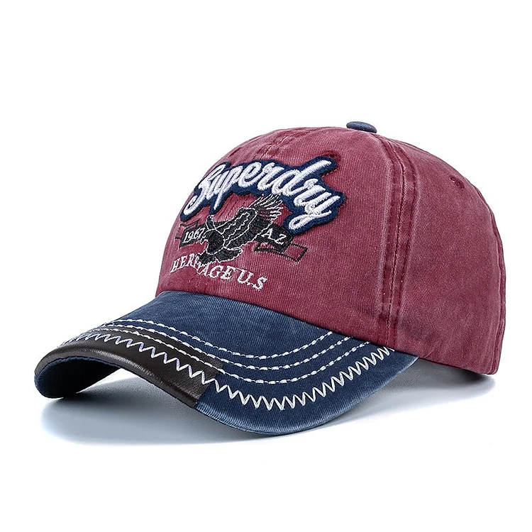 Unisex Cap Washed Cotton Superday Embroidery Baseball Cap Outdoor Casual Color Matching Hats For Women Men Shading Cap