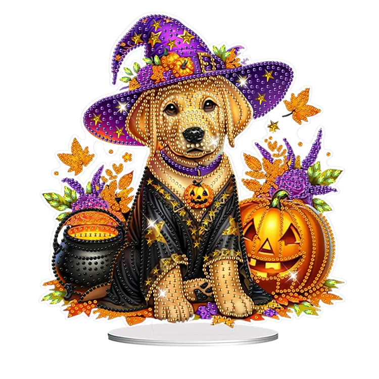 【Ornament】Acrylic Special Shape Halloween Pumpkin Table Top Diamond Painting Ornament Kits