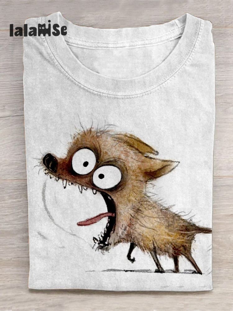 Funny Dog Puppy Art Design T - Shirt White / S