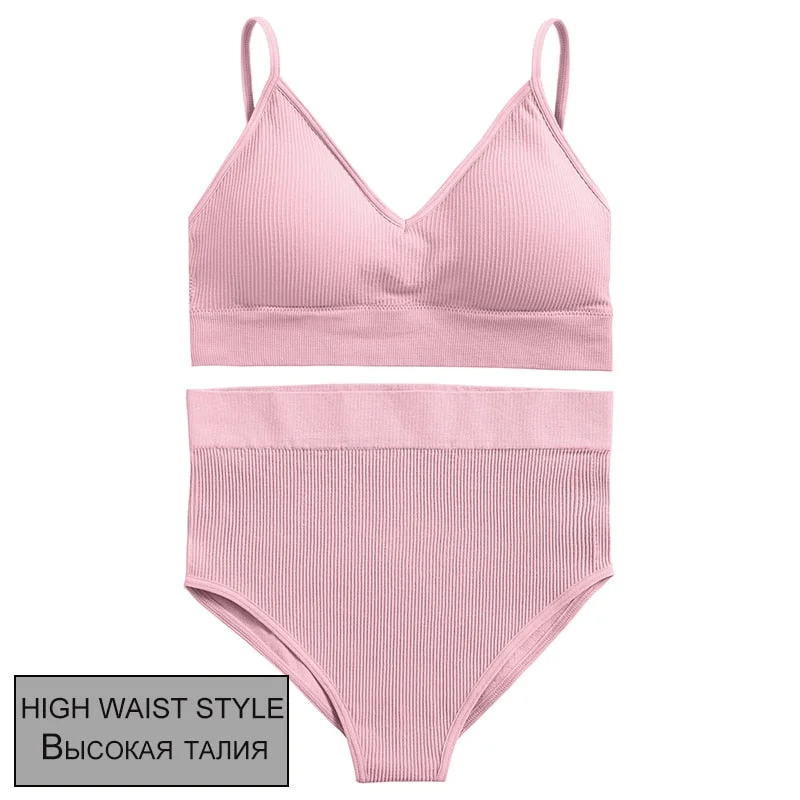 FINETOO Women Seamless Lingerie Set 10 Colors Fitness Bralette Push Up Top + Panties Suit Sports Woman Sexy Underwear Sets Femme