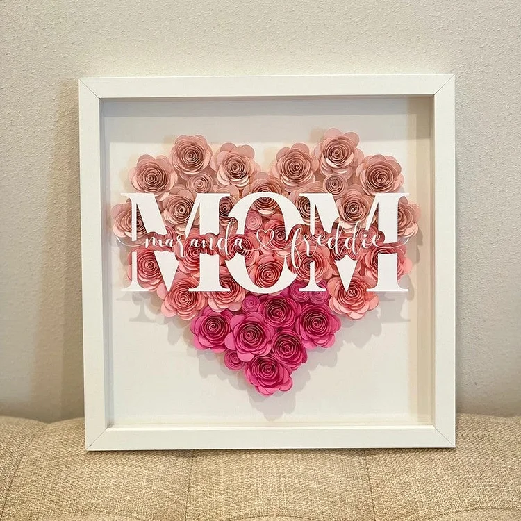 Custom Made 3D Paper Flower Shadow Box Gift For Mothers
