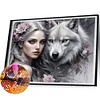 (50*40cm)Girl Wolf - Full Round Drill Diamond Painting